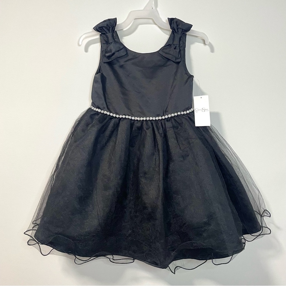NWT Jessica Simpson Black Sleeveless Bow Shoulder Tulle Skirt Dress (size 5 & 6)